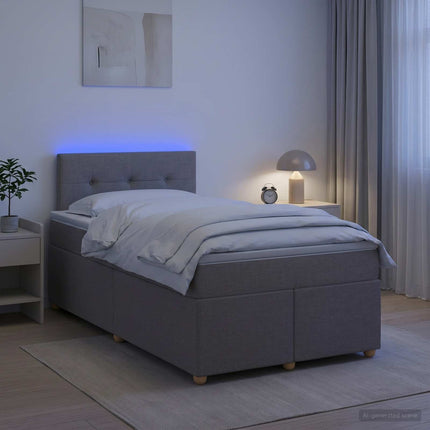 Boxmadras med topmadras Gråbrun 120 x 190 cm Stof
