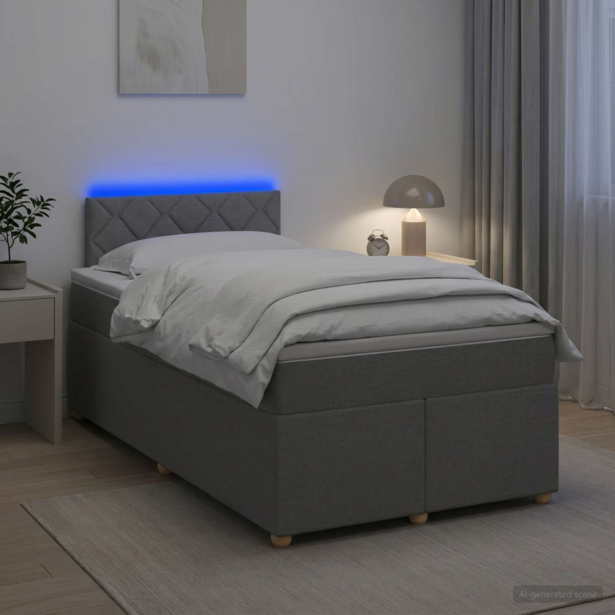 Boxmadras med topmadras Lysegr 120 x 190 cm Stof