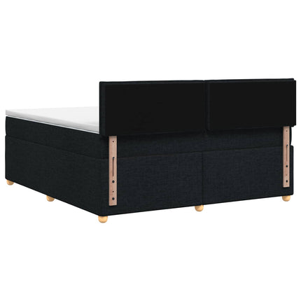 Boxmadras med topmadras med hovedgærde Sort 140 x 190 cm Stof