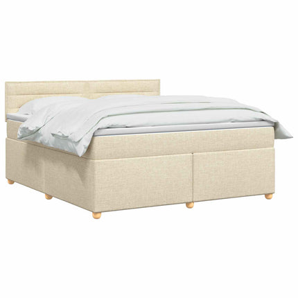 Boxmadras med topmadras Cremefarvet 140 x 200 cm Stof