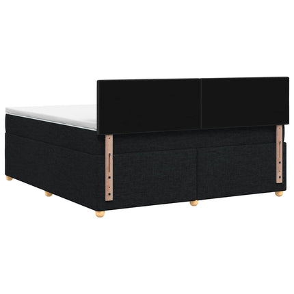 Boxmadras med topmadras med hovedgærde Sort 160 x 200 cm Stof