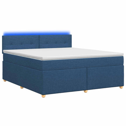 Boxmadras med topmadras med hovedgærde Blå 160 x 200 cm Stof