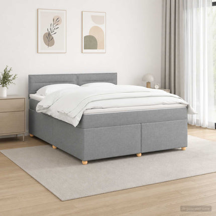 Boxmadras med topmadras Lysegrå 140 x 190 cm Stof
