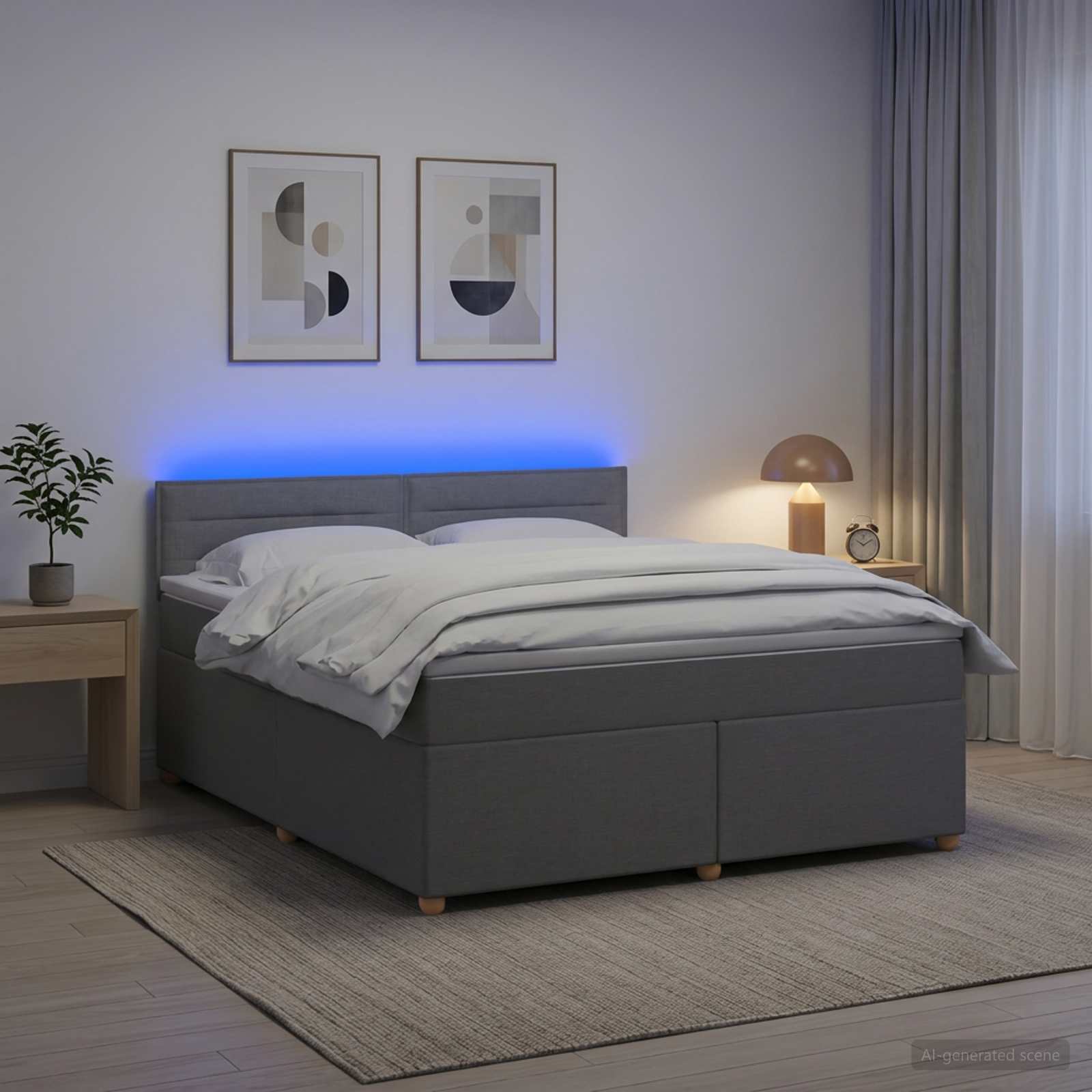 Boxmadras med topmadras Lysegr 140 x 190 cm Stof