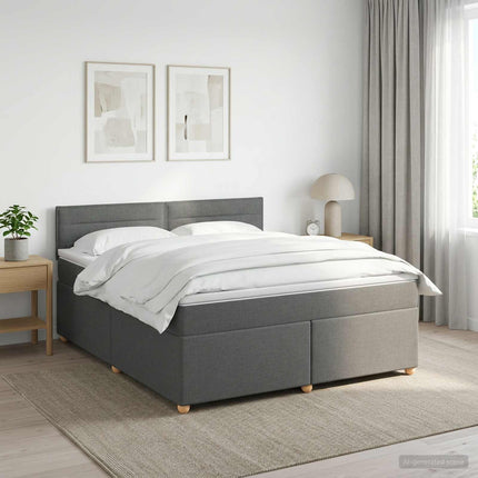 Boxmadras med topmadras Mørkegrå 140 x 190 cm Stof