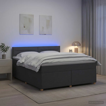 Boxmadras med topmadras Mørkegrå 140 x 190 cm Stof