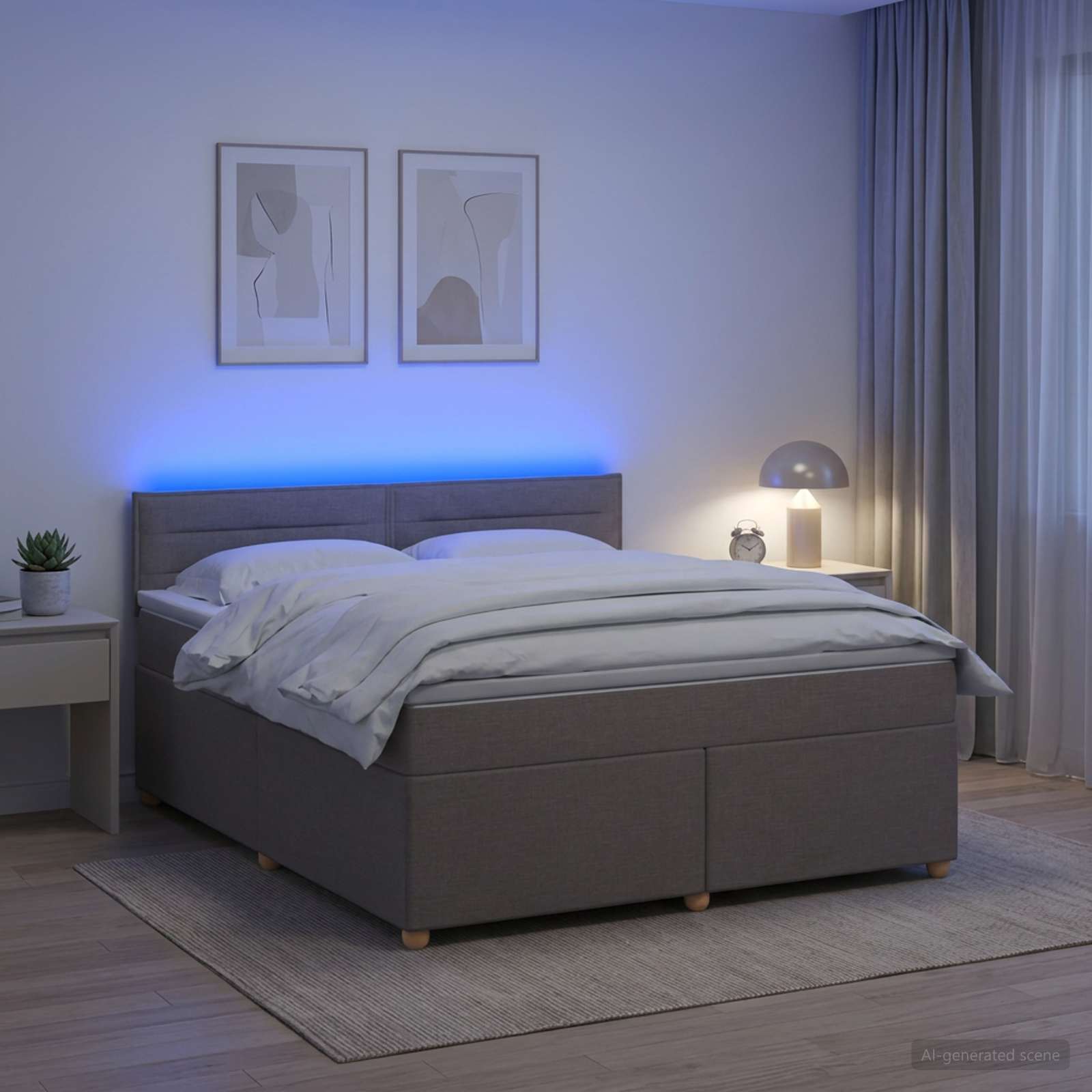 Boxmadras med topmadras Grbrun 140 x 200 cm Stof