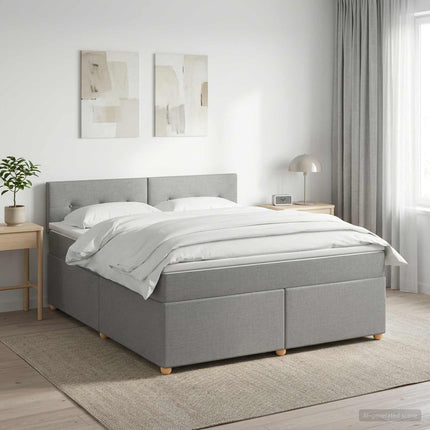 Boxmadras med topmadras Lysegrå 160 x 200 cm Stof