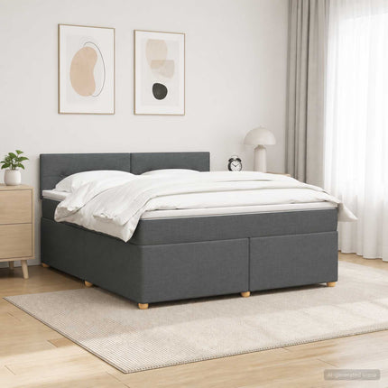 Boxmadras med topmadras Mørkegrå 140 x 200 cm Stof