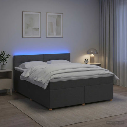 Boxmadras med topmadras Mørkegrå 140 x 190 cm Stof