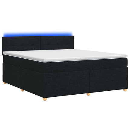 Boxmadras med topmadras med hovedgærde Sort 180 x 200 cm Stof