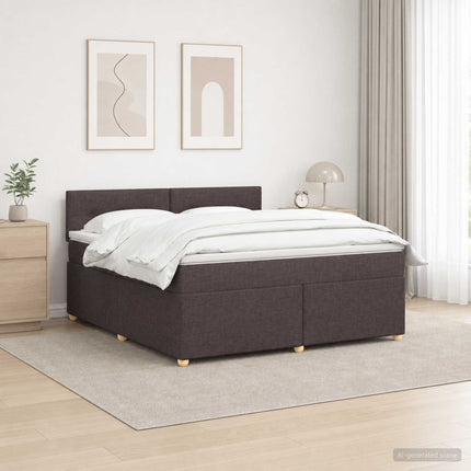 Boxmadras med topmadras Mørk Brun 140 x 190 cm Stof