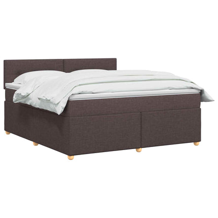 Boxmadras med topmadras Mørk Brun 180 x 200 cm Stof