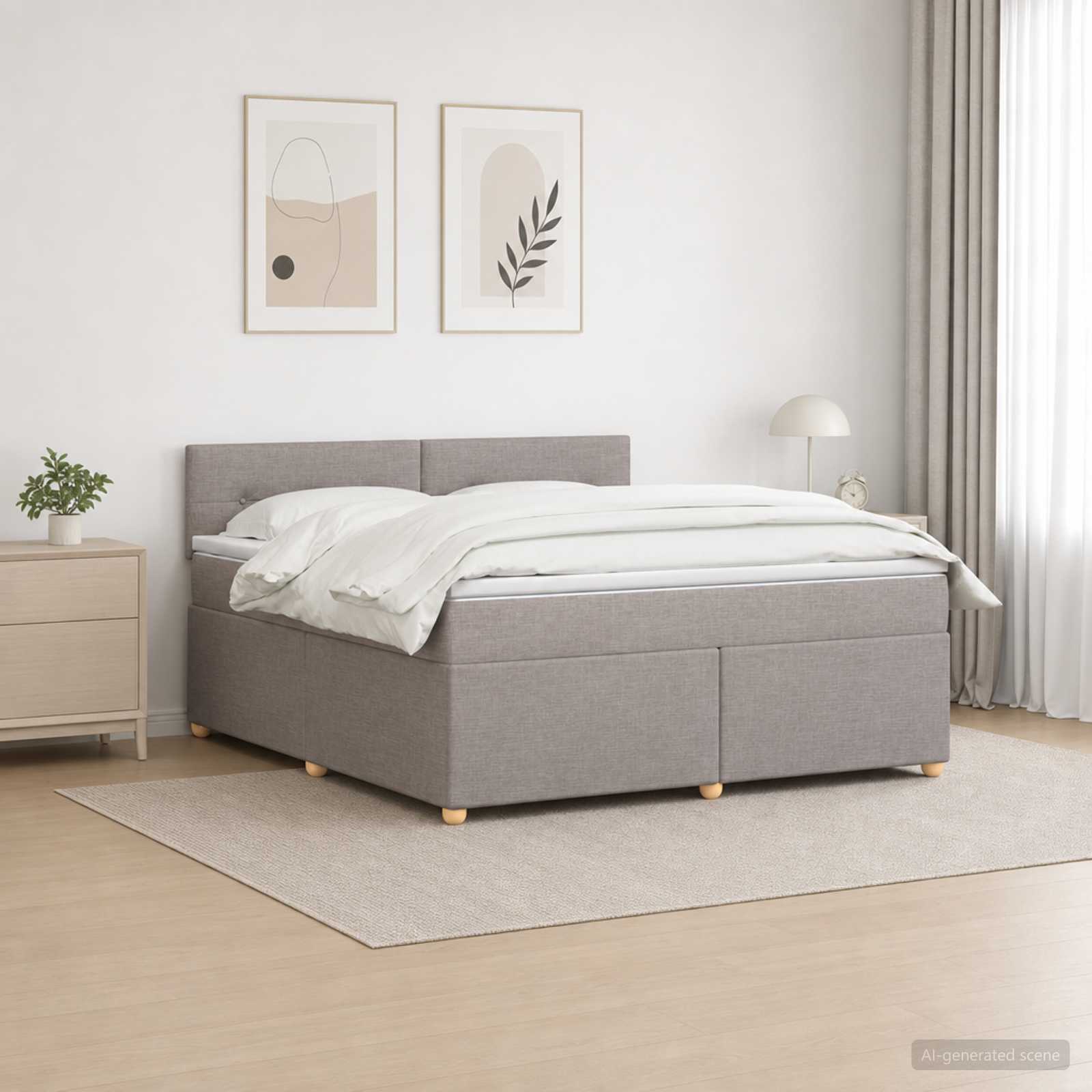 Boxmadras med topmadras Grbrun 180 x 200 cm Stof