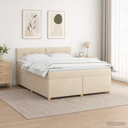 Boxmadras med topmadras Cremefarvet 160 x 200 cm Stof