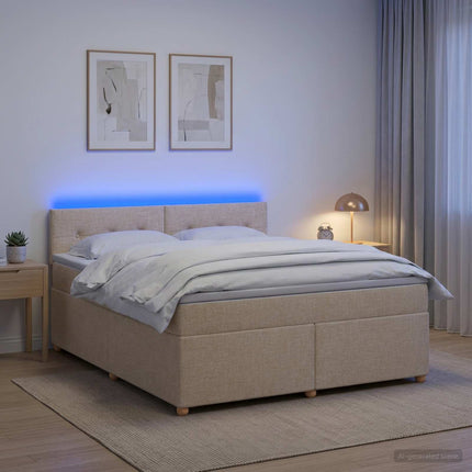Boxmadras med topmadras Cremefarvet 160 x 200 cm Stof