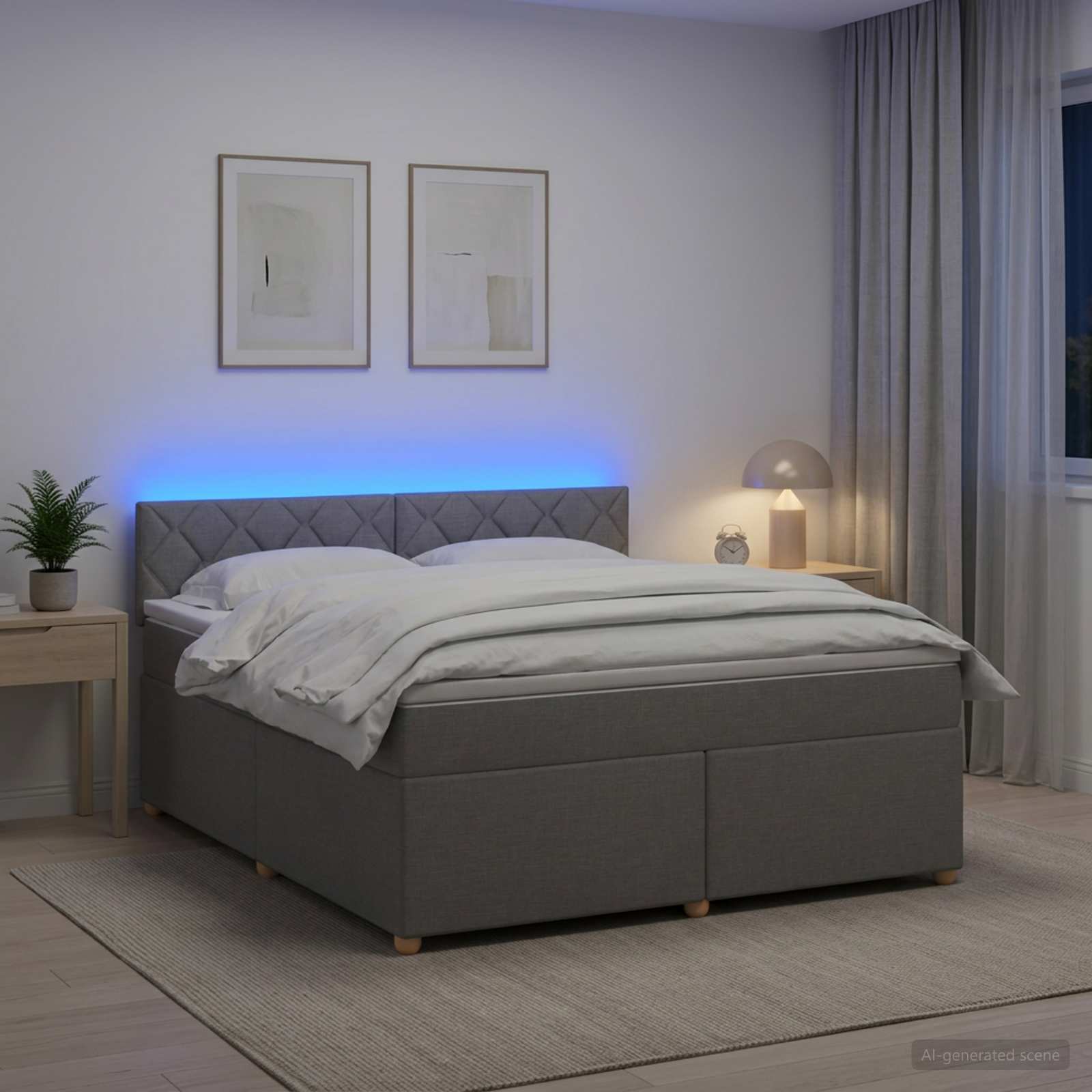 Boxmadras med topmadras Lysegr 140 x 190 cm Stof