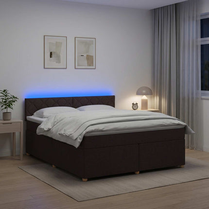 Boxmadras med topmadras Mørk Brun 140 x 200 cm Stof