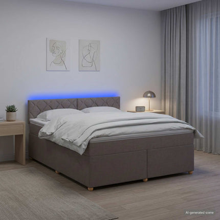 Boxmadras med topmadras Gråbrun 160 x 200 cm Stof