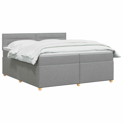 Boxmadras med topmadras Lysegrå 200 x 200 cm Stof