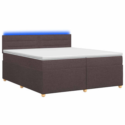 Boxmadras med topmadras Mørk Brun 200 x 200 cm Stof