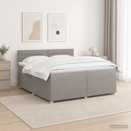 Boxmadras med topmadras Gråbrun 200 x 200 cm Stof