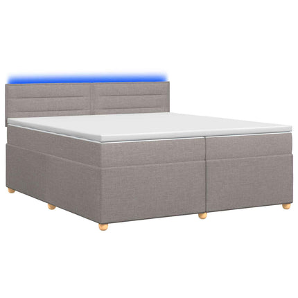 Boxmadras med topmadras Gråbrun 200 x 200 cm Stof