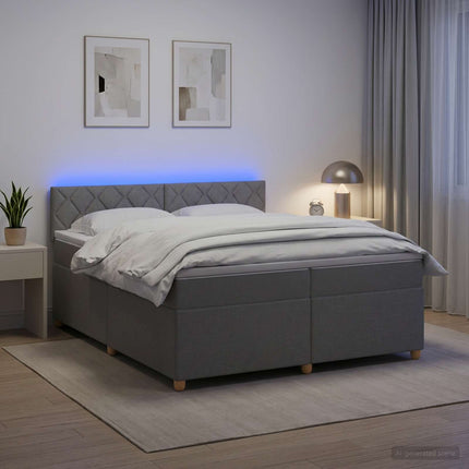 Boxmadras med topmadras Lysegrå 200 x 200 cm Stof