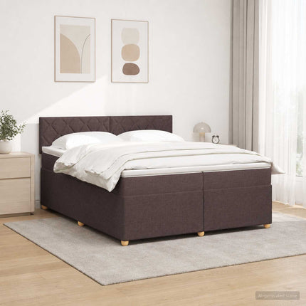 Boxmadras med topmadras Mørk Brun 200 x 200 cm Stof