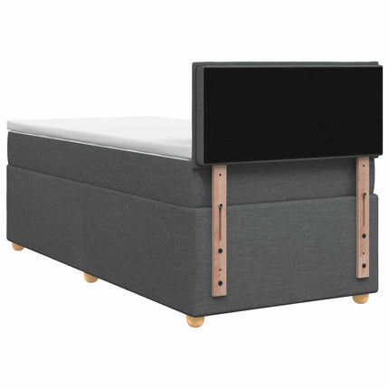 Box Spring Seng med Madras og LED Mørkegrå 90 x 190 cm Stof