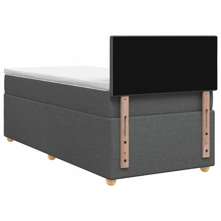 Box Spring Seng med Madras og LED Mørkegrå 90 x 190 cm Stof