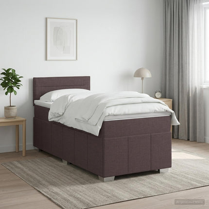 Boxmadras med topmadras Mørk Brun 90 x 200 cm Stof