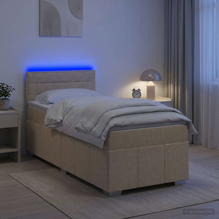 Boxmadras med topmadras Cremefarvet 80 x 200 cm Stof