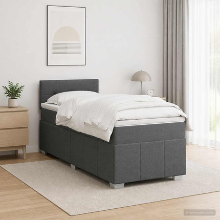 Boxmadras med topmadras Mørkegrå 90 x 190 cm Stof