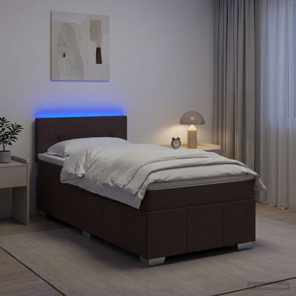 Boxmadras med topmadras Mørk Brun 100 x 200 cm Stof