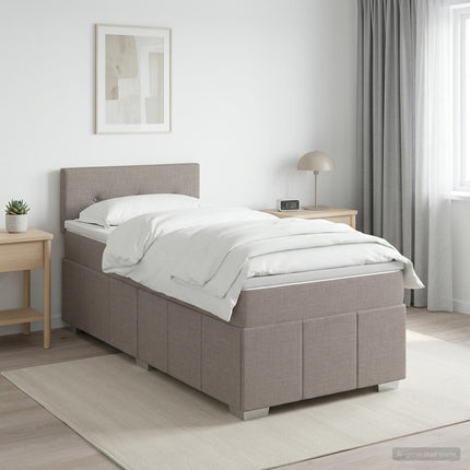 Boxmadras med topmadras Gråbrun 100 x 200 cm Stof