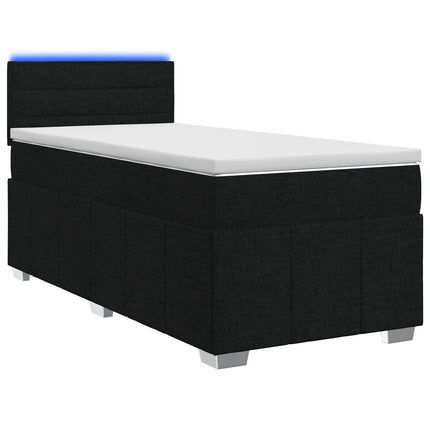 Boxmadras med topmadras med hovedgærde Sort 90 x 190 cm Stof