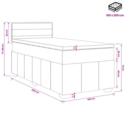 Boxmadras med topmadras med hovedgærde Blå 100 x 200 cm Stof