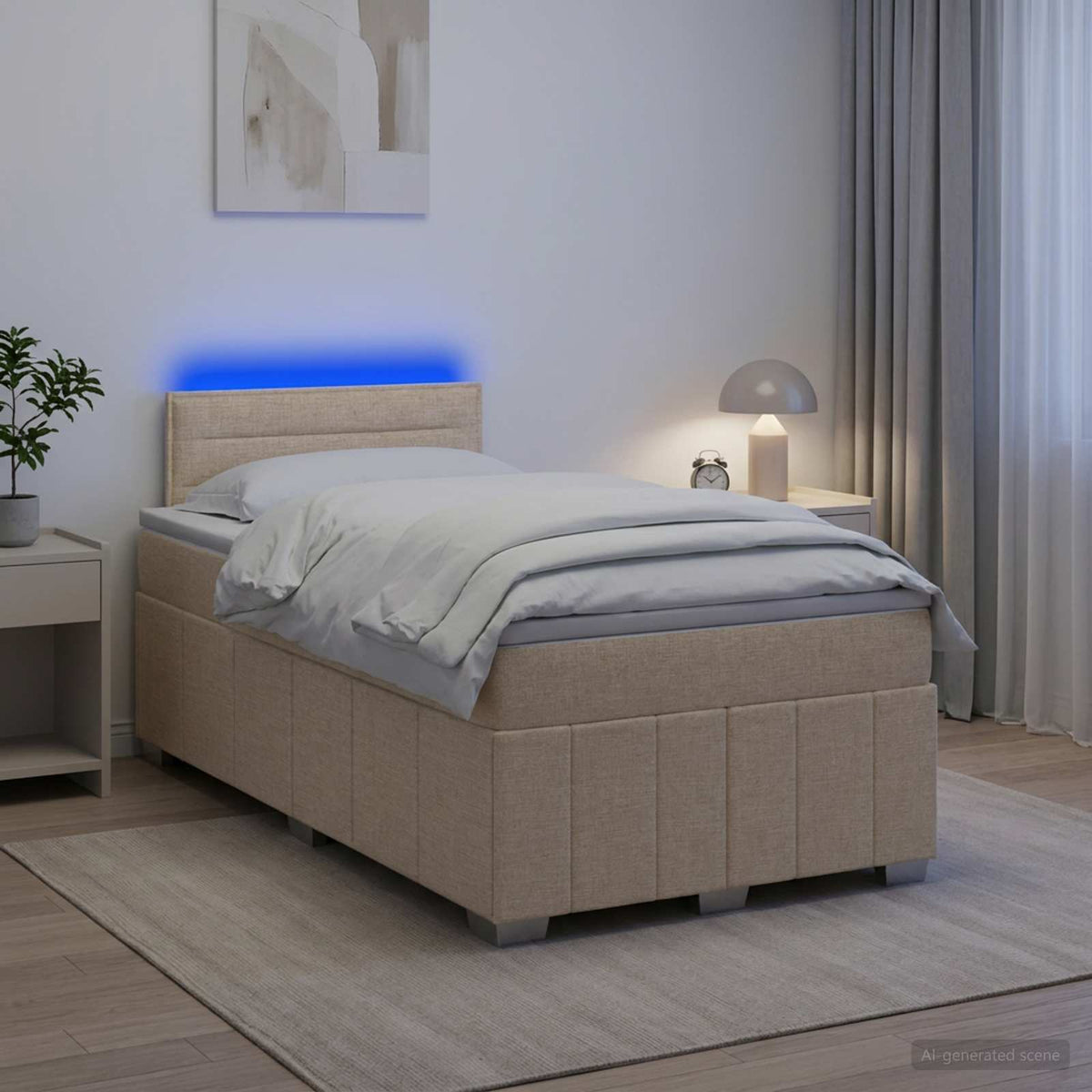 Boxmadras med topmadras Cremefarvet 120 x 200 cm Stof