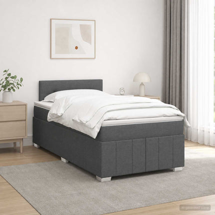 Boxmadras med topmadras Mørkegrå 120 x 190 cm Stof