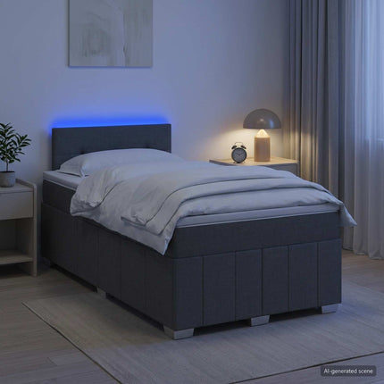 Boxmadras med topmadras Mørkegrå 120 x 190 cm Stof