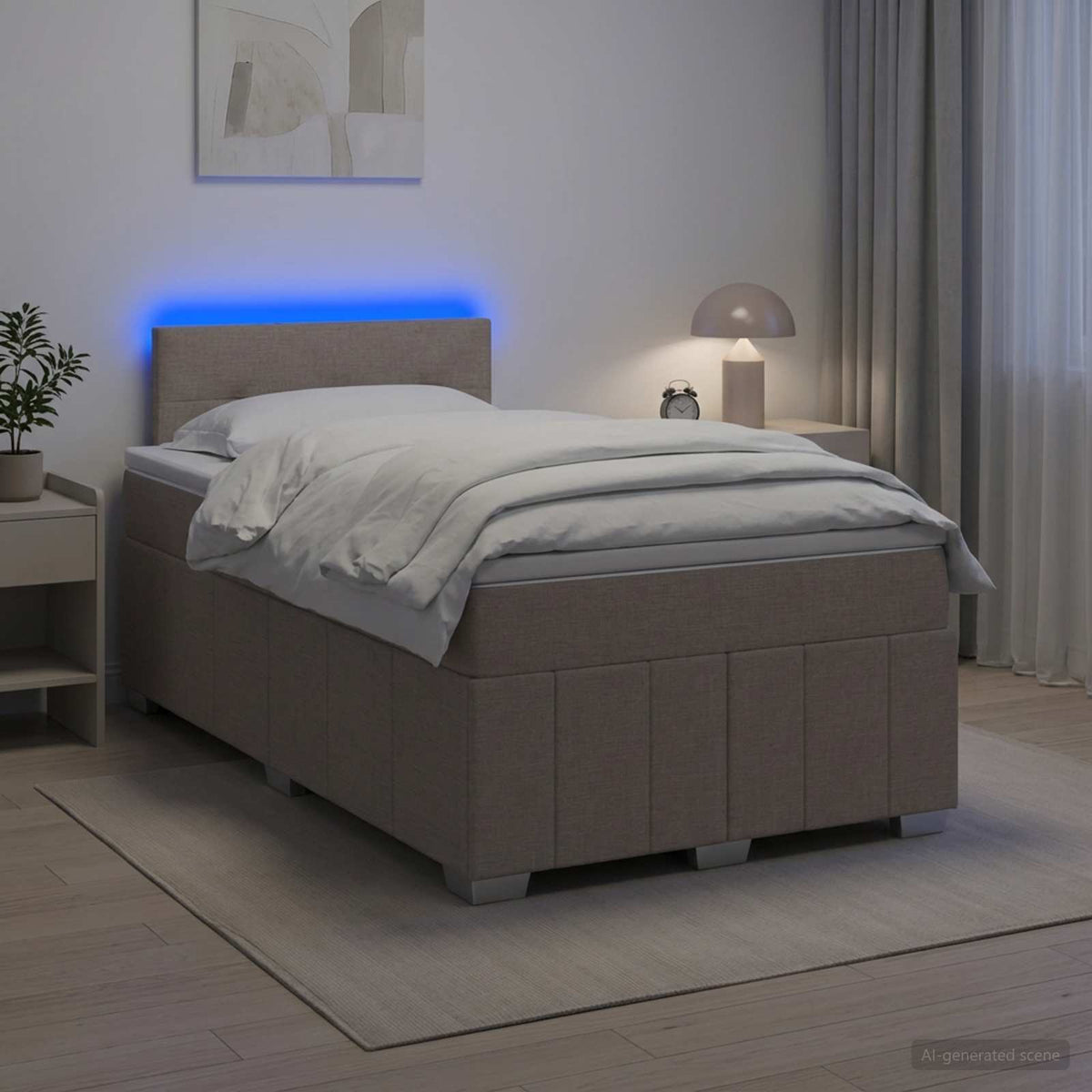 Boxmadras med topmadras Grbrun 120 x 190 cm Stof