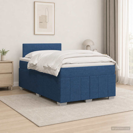 Boxmadras med topmadras med hovedgærde Blå 120 x 190 cm Stof