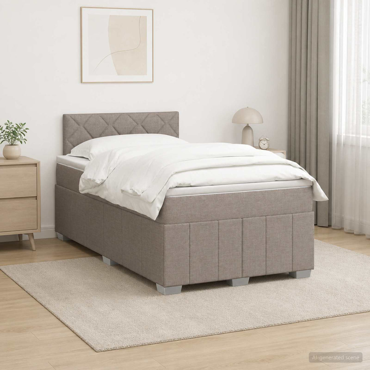 Boxmadras med topmadras Grbrun 120 x 190 cm Stof