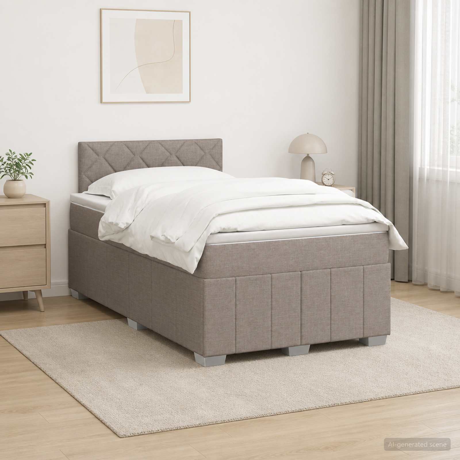 Boxmadras seng med topmadras og LED gråbrun 120 x 190 cm