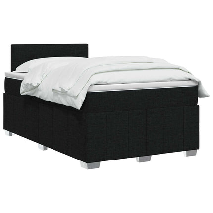 Boxmadras med topmadras med hovedgærde Sort 120 x 200 cm Stof