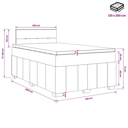 Boxmadras med topmadras Mørk Brun 120 x 200 cm Stof