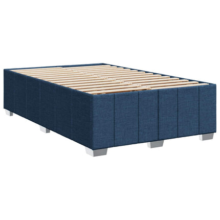 Boxmadras med topmadras med hovedgærde Blå 120 x 200 cm Stof
