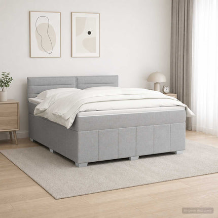 Boxmadras med topmadras Lysegrå 160 x 200 cm Stof
