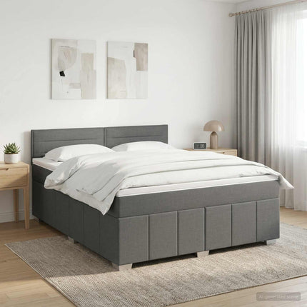Boxmadras med topmadras Mørkegrå 140 x 200 cm Stof